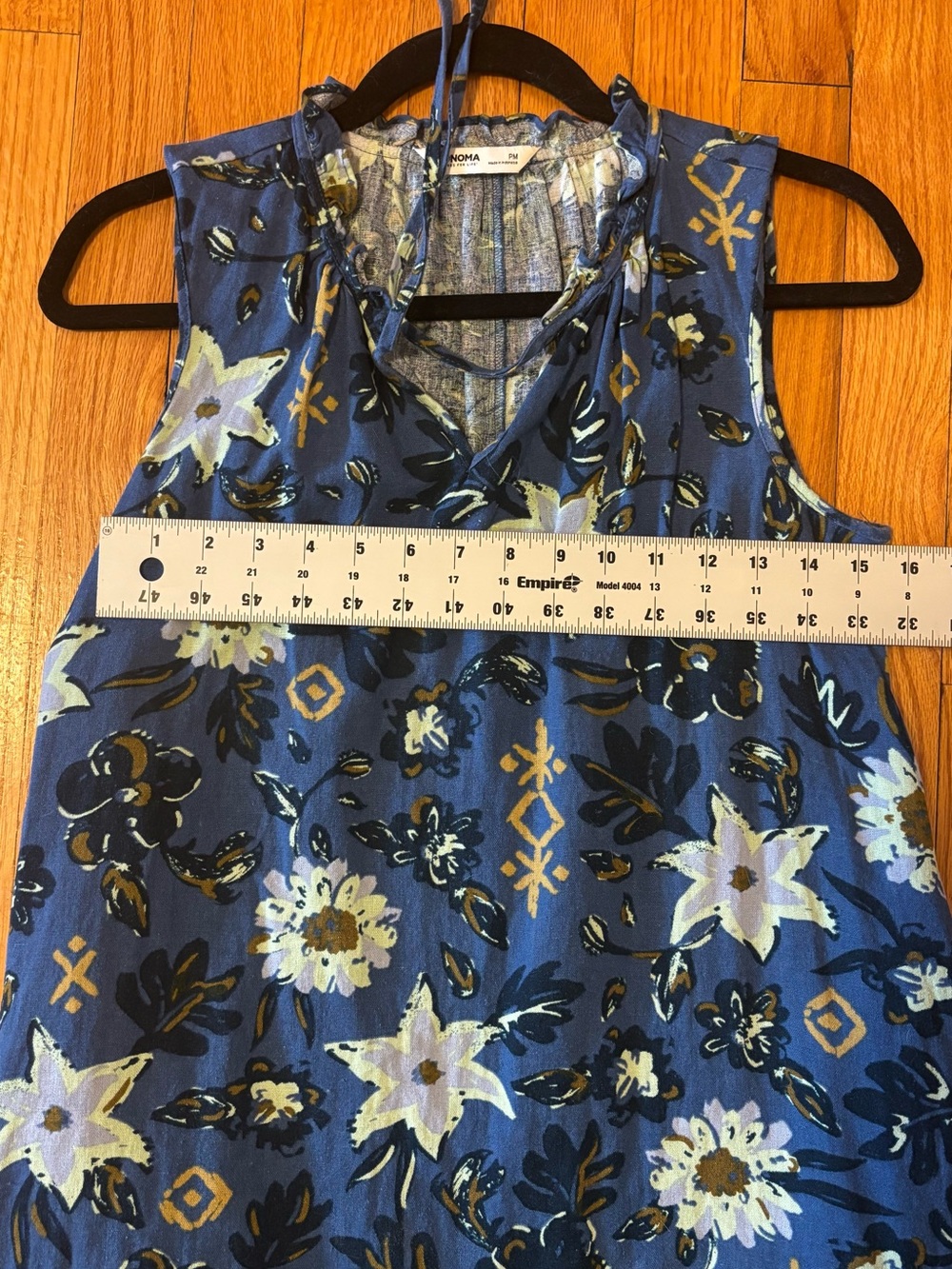 Sonoma Blue Floral Linen Blend Tiered Mini Dress Petite Medium PM - Picture 7 of 9